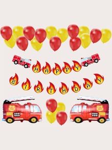 23pcs Fire Truck Theme Birthday Decorative Balloon Set