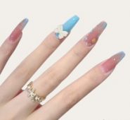 24pcs Bow-Knot Decor Fake Nail & 1pc Nail File & 1sheet Tape