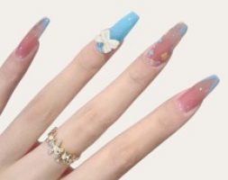 24pcs Bow-Knot Decor Fake Nail & 1pc Nail File & 1sheet Tape