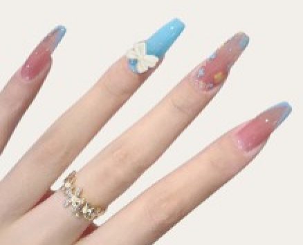 24pcs Bow-Knot Decor Fake Nail & 1pc Nail File & 1sheet Tape