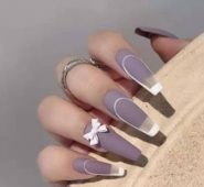 24pcs Butterfly Decor Fake Nail &1sheet Tape & 1pc Nail File