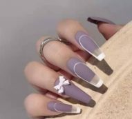 24pcs Butterfly Decor Fake Nail &1sheet Tape & 1pc Nail File