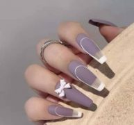 24pcs Butterfly Decor Fake Nail &1sheet Tape & 1pc Nail File