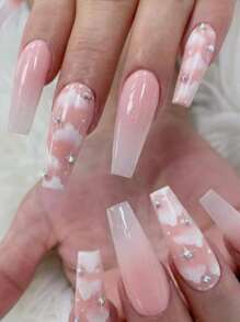 24pcs Cloud Pattern Fake Nail