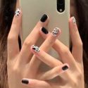 24pcs Cow Pattern Fake Nail