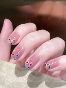 24pcs Flower Pattern Fake Nail