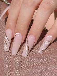 24pcs Line Art Fake Nail