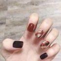 24pcs Marble Pattern Fake Nail & 1sheet Tape