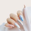 24pcs Metallic Fake Nail & 1sheet Tape