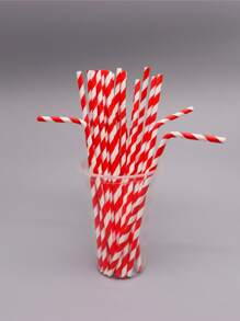 25pcs Spiral Stripe Disposable Straw