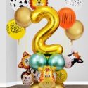 26pcs Cartoon Animal 2nd Birthday Balloon Set