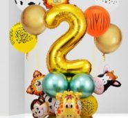 26pcs Cartoon Animal 2nd Birthday Balloon Set