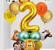 26pcs Cartoon Animal 2nd Birthday Balloon Set