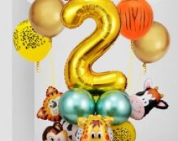 26pcs Cartoon Animal 2nd Birthday Balloon Set