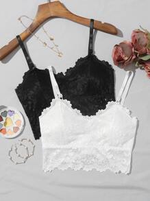 2pack Floral Lace Longline Bralette