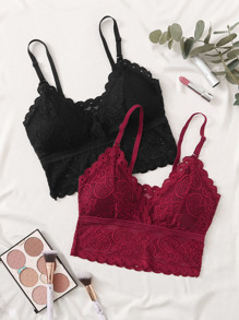 2pack Scallop Floral Lace Bra Set