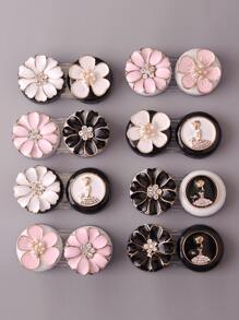 2pairs 1 Box Random Flower Contact Lens Case