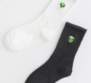 2pairs Alien Embroidery Socks