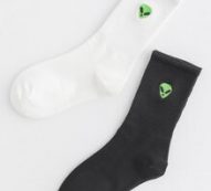 2pairs Alien Embroidery Socks
