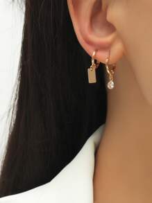 2pairs Geo Decor Drop Earrings