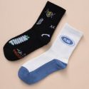 2pairs Guys Letter Graphic Crew Socks