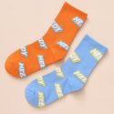 2pairs Guys Letter Graphic Crew Socks