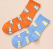 2pairs Guys Letter Graphic Crew Socks