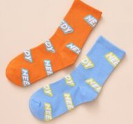 2pairs Guys Letter Graphic Crew Socks