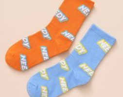 2pairs Guys Letter Graphic Crew Socks
