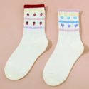 2pairs Heart & Strawberry Graphic Crew Socks