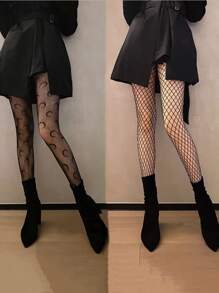 2pairs Moon Pattern Tights