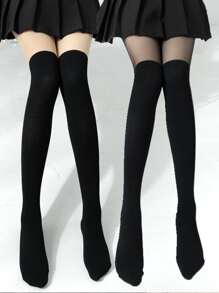 2pairs Plain Stockings