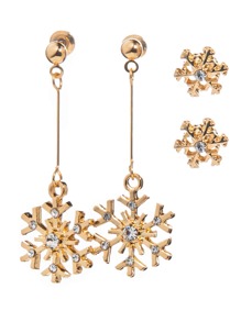 2pairs Snowflake Decor Earrings