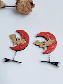 2pcs Bat & Moon Hair Clip