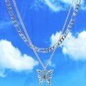 2pcs Butterfly Decor Chain Necklace