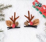 2pcs Christmas Antlers Decor Hair Clip