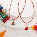 2pcs Christmas Tree Pendant Beaded Necklace