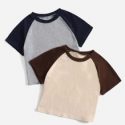 2pcs Colorblock Baseball Tee