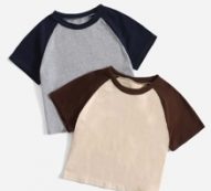 2pcs Colorblock Baseball Tee