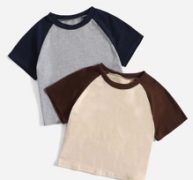 2pcs Colorblock Baseball Tee