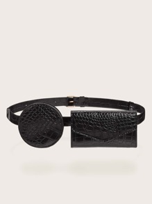 2pcs Croc Embossed Fanny Pack