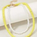 2pcs Faux Pearl Beaded Necklace