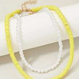 2pcs Faux Pearl Beaded Necklace