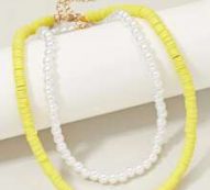 2pcs Faux Pearl Beaded Necklace