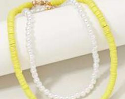 2pcs Faux Pearl Beaded Necklace