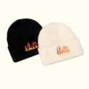 2pcs Flame Embroidery Beanie