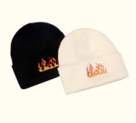 2pcs Flame Embroidery Beanie