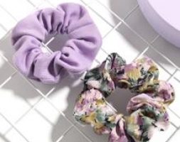2pcs Flower Print Scrunchie