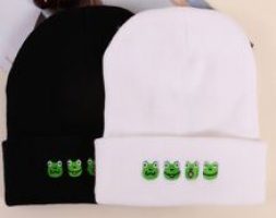 2pcs Frog Embroidery Beanie