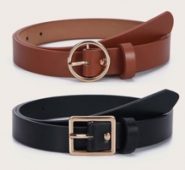 2pcs Geo Buckle Belt